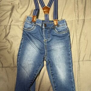 OshKosh‎ B’gosh Baby Boys 12M Suspenders Denim Jeans Blue